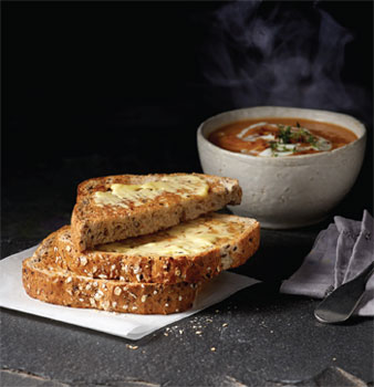 Café Style Toast with Sweet Potato, Leek Chilli Soup